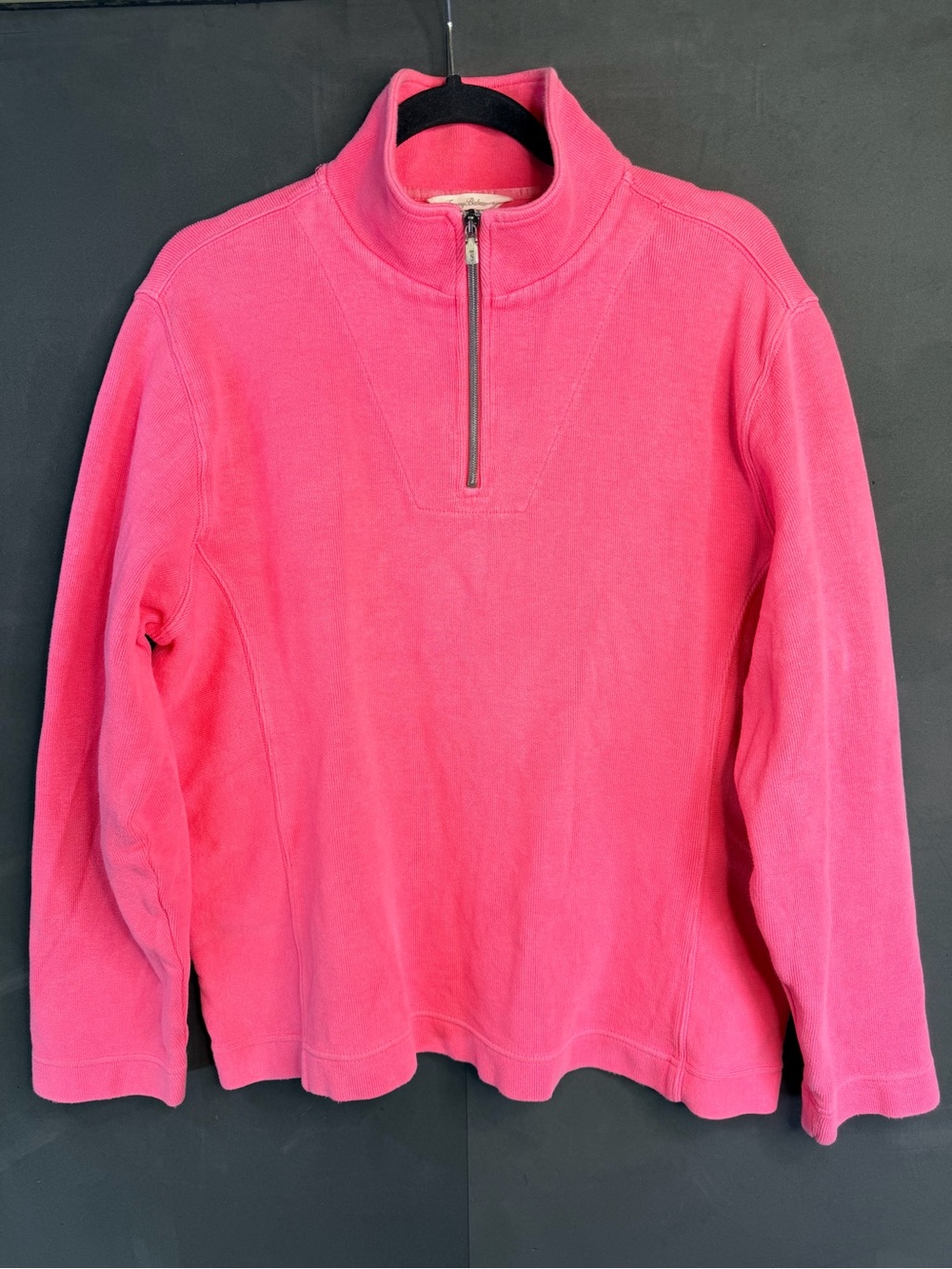 Tommy Bahama 1/4 Zip Pullover Sweatshirt Pink Cotton Athleisure Mock Neck XL
